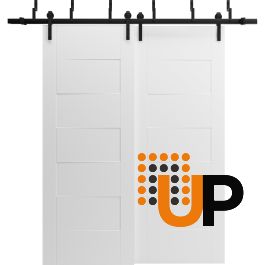 Sliding Closet Barn Bypass Doors 36 X 80 Inches / Mela 0755 Painted White / Modern 6.6ft Rails Hardware Set / Wood Solid Bedroom Wardrobe Doors