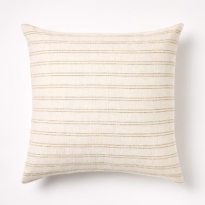 Oversized Woven Striped Square Throw Pillow Neutral/dark Tan - Threshold™ Designed With Studio Mcgee: Cotton & Linen, Indoor Use, Zippered