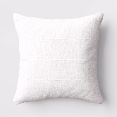 Textural Solid Square Throw Pillow Ivory - Threshold™: Cotton Weave, Indoor Decorative Cushion, No Closure