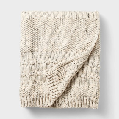 Bobble Striped Knit Throw Blanket Cream - Threshold™ Designed With Studio Mcgee