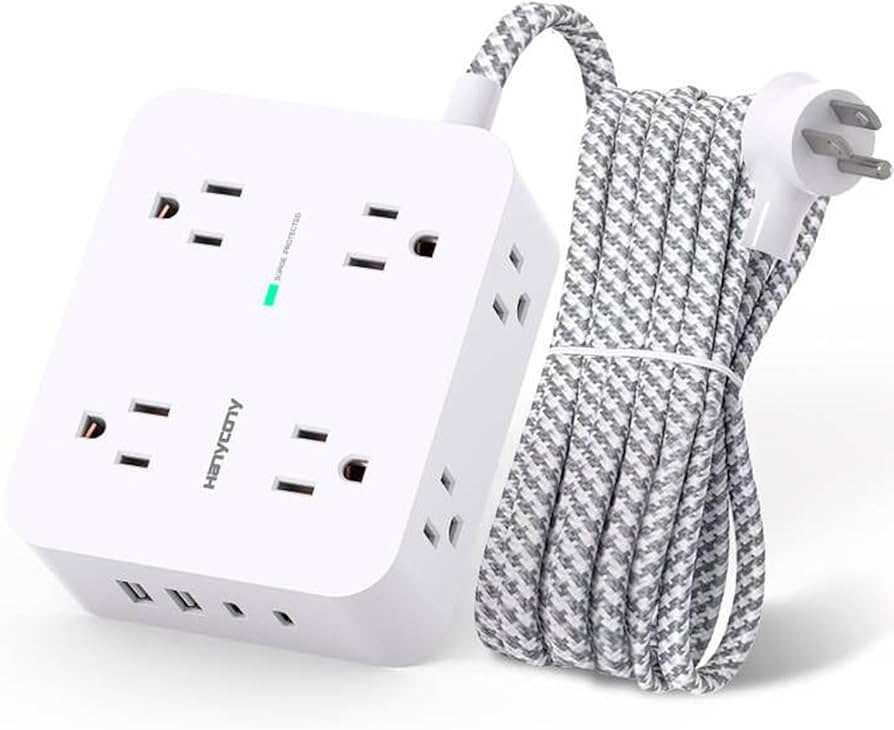 Surge Protector Power Strip - 8 Outlets With 4 Usb (2 Usb C) Charging Ports