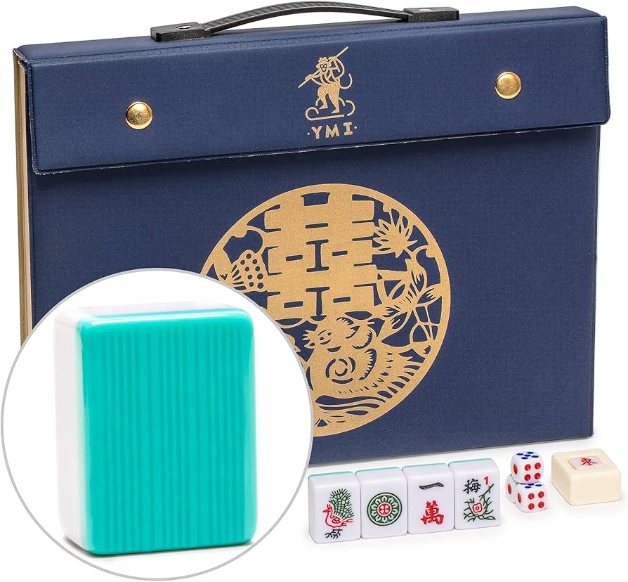 Yellow Mountain Imports "celestial Opal Chinese Mahjong Set With 146 Tiles And Blue Vinyl Case — For Chinese Style Gameplay Only [天體蛋白石中國麻將] : Toys & Games