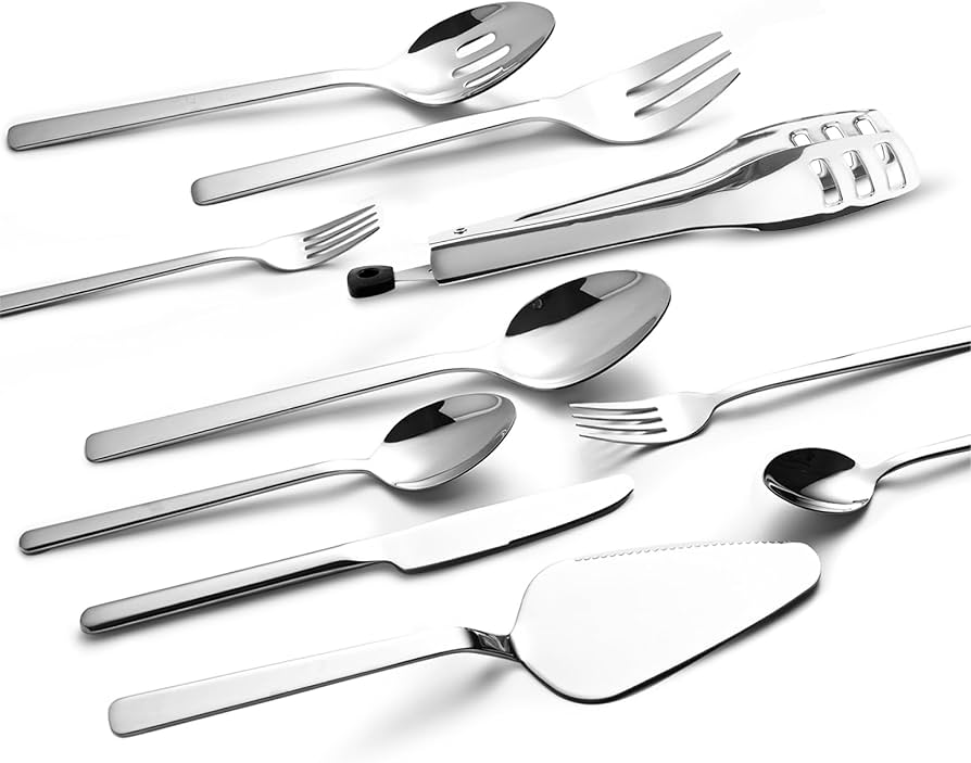 Kingstone Silverware Sets With Serving Utensils