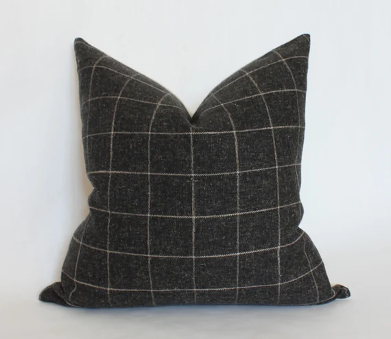 Black Plaid Pillow Modern Minimalist