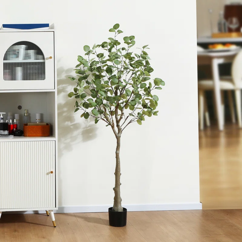 Primrue Adcock Artificial Eucalyptus Tree Fake Silver Dollar Leaves Eucalyptus Plants Faux Silk Eucalyptus Tree