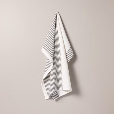 Mini Stripe Flour Sack Kitchen Towel Dark Gray/cream - Hearth & Hand™ With Magnolia: Machine Washable, Cotton Weave