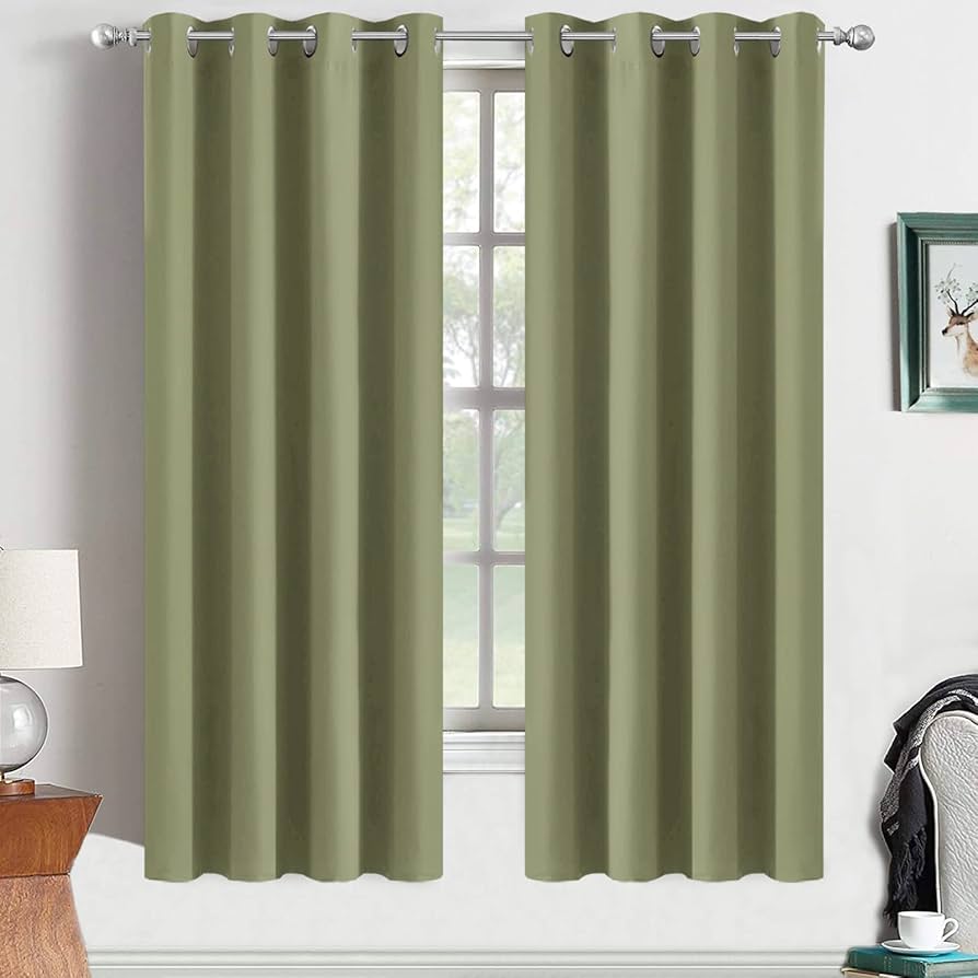 Yakamok 63 Inch Long Blackout Curtains Room Darkening Thermal Insulated With Grommet Window Curtain For Bedroom