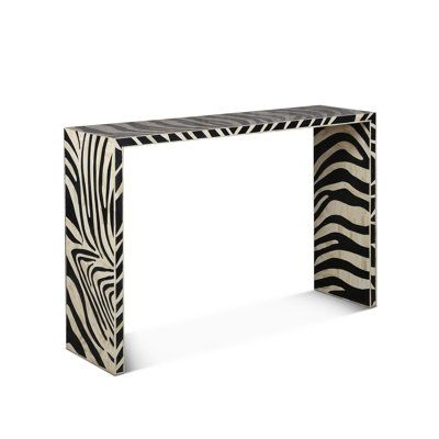 Mercer41 Dean Alexandria 54 Console Table With Bone Inlay In A Zebra Pattern