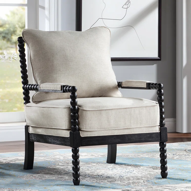 Langley Street Lorentz Modern Farmhouse Accent Chair 255 Wide Chenille With Turned Wood And Solid Frame