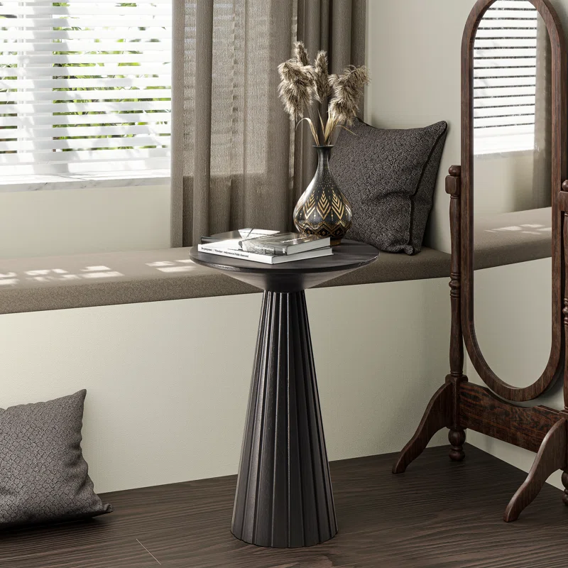 Wade Logan Bozovich Solid Wood Pedestal End Table