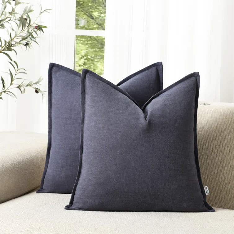 Nordeco Home Boho Farmhouse Pillow Cover Soft Boho Farmhouse Washed Linen Textured Cotton Throw Pillow Covers