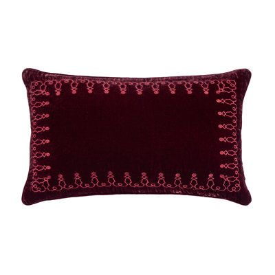 Hiend Accents Stella Faux Silk Velvet Embroidered Romantic Western Decorative Pillow