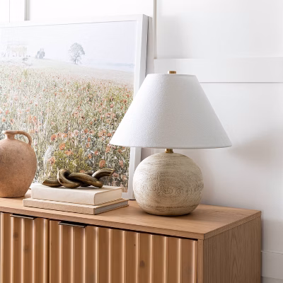 16"x14" Medium Faux Wood Table Lamp Brown - Threshold™ Designed With Studio Mcgee
