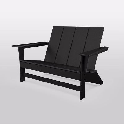 Moore Polywood Patio Loveseat - Black - Threshold™: Durable Outdoor Furniture, Weather-resistant Design