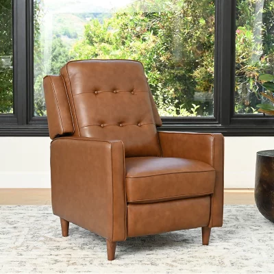 Jasper Mid-century Top-grain Leather Pushback Recliner, Camel - Sam's Club