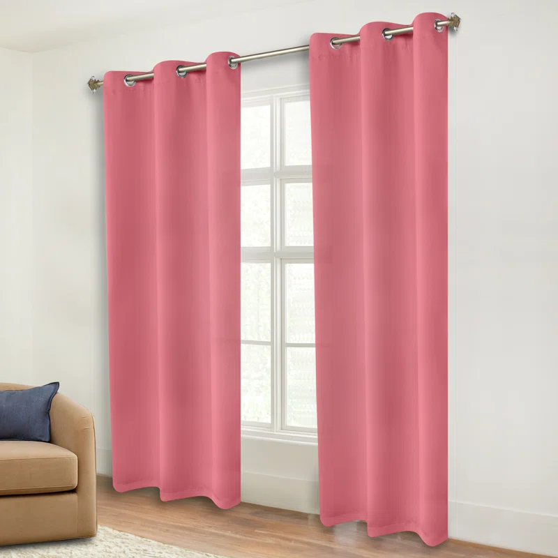 Millendon Solid Modern Polyester Room Darkening Curtain Pair (Set of 2)