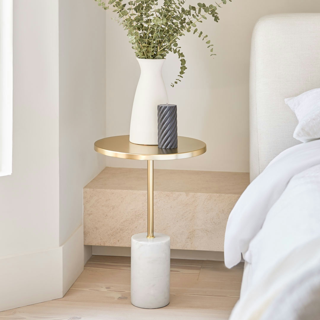 Narro Marble Side Table - Brass