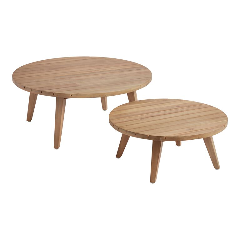 Nevis Round Acacia Outdoor Nesting Coffee Tables 2 Piece Set