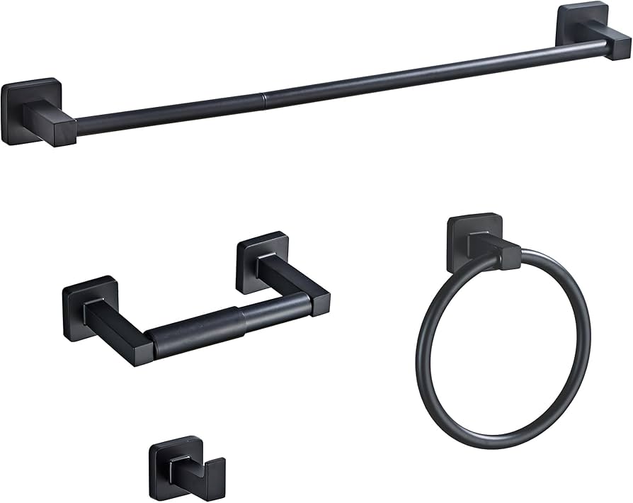 4-piece Black Bathroom Hardware Set