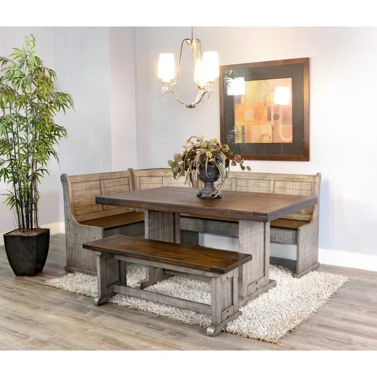 Villepinte 4 Piece Solid Wood Breakfast Nook Dining Set