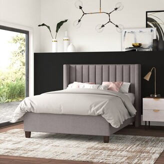 Willa Arlo Interiors Felder Vertical Channel Tufted Wingback Upholstered Platform Bed