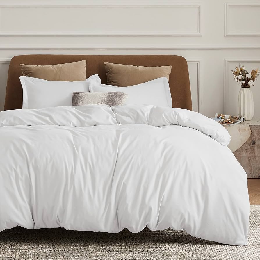 Bedsure White Duvet Cover King Size - Soft Double Brushed Duvet Cover For Kids With Zipper Closure