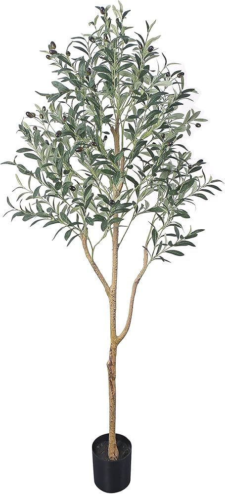 Phimos Artificial Olive Tree Tall Fake Potted Olive Silk Tree With Planter Large Faux Olive Branches And Fruits Artificial Tree For Modern Home Office Living Room Floor Decor Indoor (5.24ft) : Home & Kitchen