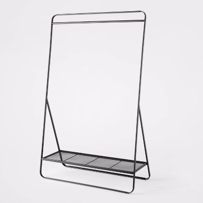 Metal Garment Rack Black - Brightroom™: Powder-coated Metal Clothing & Hanging Rack, Fixed Rod & Shelf, 165 Lb Capacity