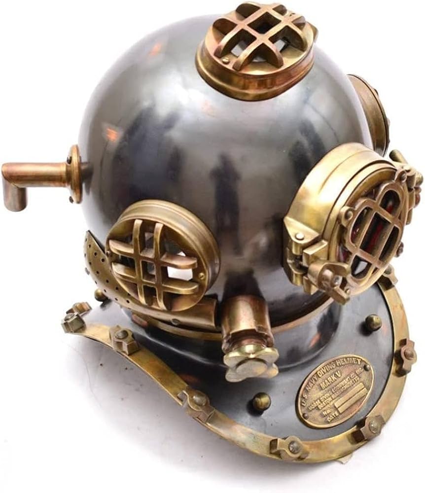 Vintage Helmet Diving Navy Divers Deep Sea Mark V Antique Vintage Us Scuba Brass Marine Home Decor & Office : Sports & Outdoors
