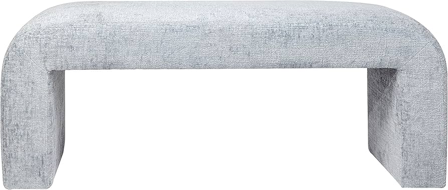 Jofran Sophia Modern Luxury Curved Upholstered Jacquard Bedroom Hallway Bench Small