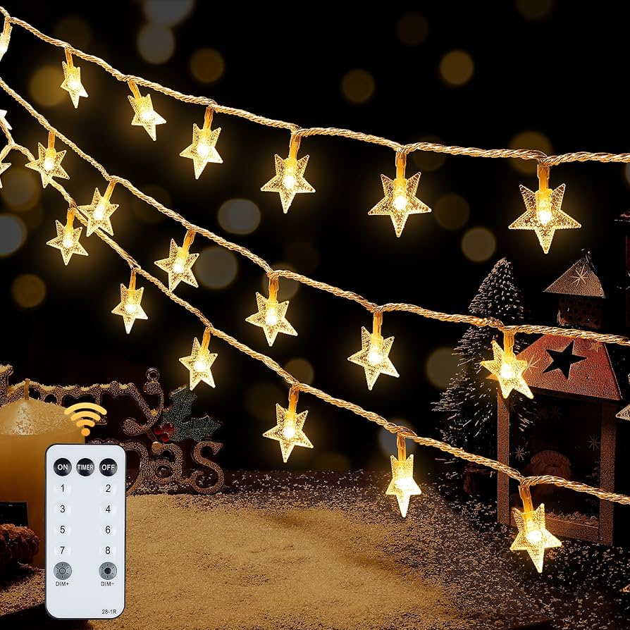 Heyfuni Warm White Star String Lights