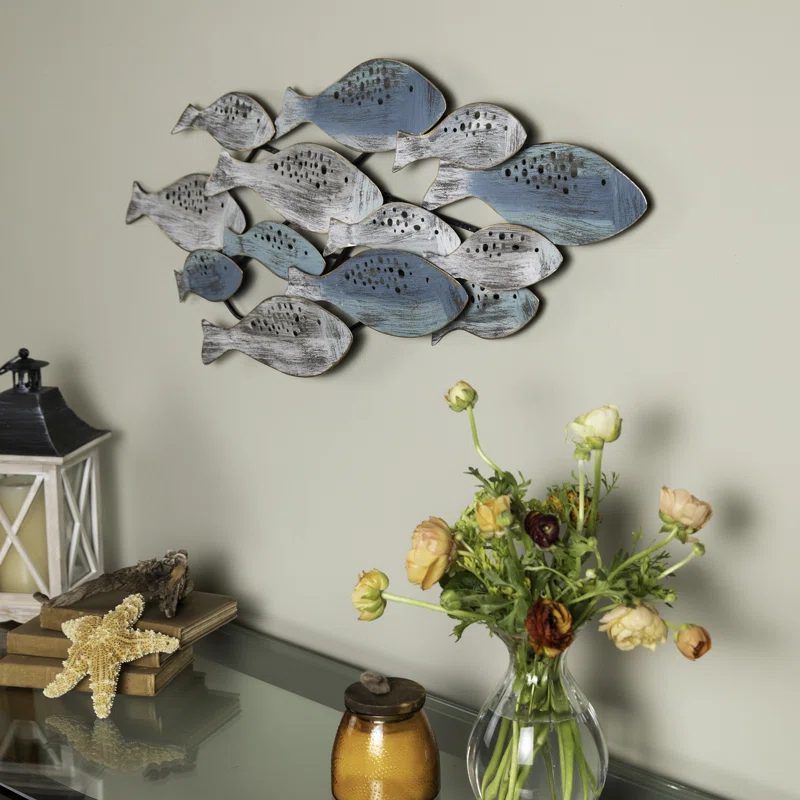 Dovecove School Of Fish Coastal Metal Wall Decor