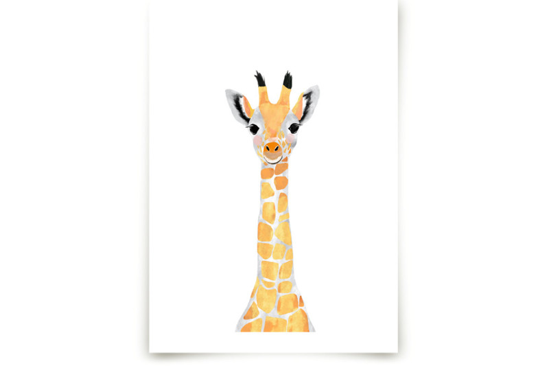 Baby Animal.giraffe" - Mixed Media Limited Edition Art Print By Cass Loh