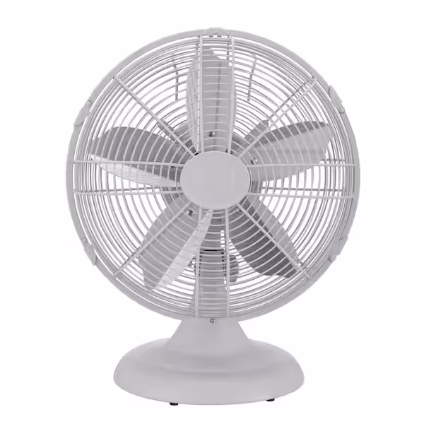 Good Housekeeping All-metal (92602) Oscillating 12" Retro Desk Office Table Fan (matte White) : Home & Kitchen