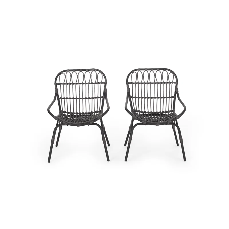 Lesa Outdoor Wicker Accent Chairs (Set Of 2) (Set of 2)