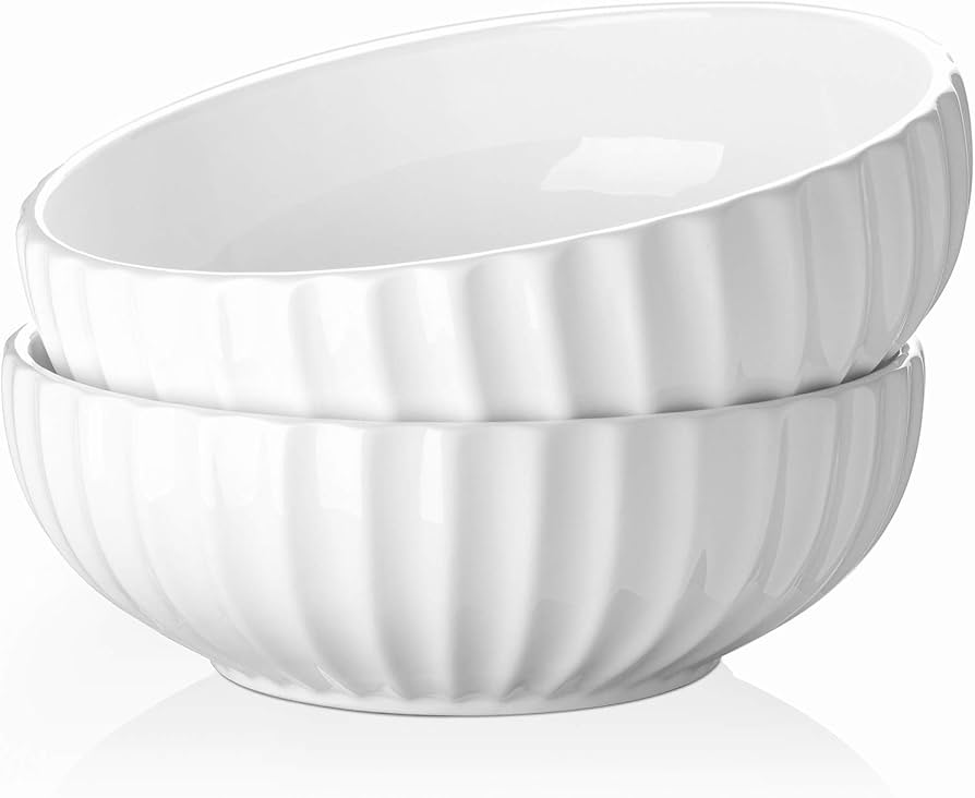 Dowan 9.75" Large Serving Bowls For Valentines Day - 86 Oz Ceramic Serving Dishes For Entertaining Party Dinner Banquet - Fruit Salad Bowls - Set Of 2: Salad Bowls