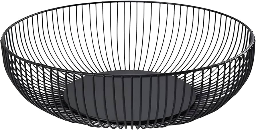7uyuu Fruit Bowl Black Fruit Bowl Stand For Kitchen Counter Wire Fruit Basket Modern Countertop Fruit Basket Metal Round Basket Organizer
