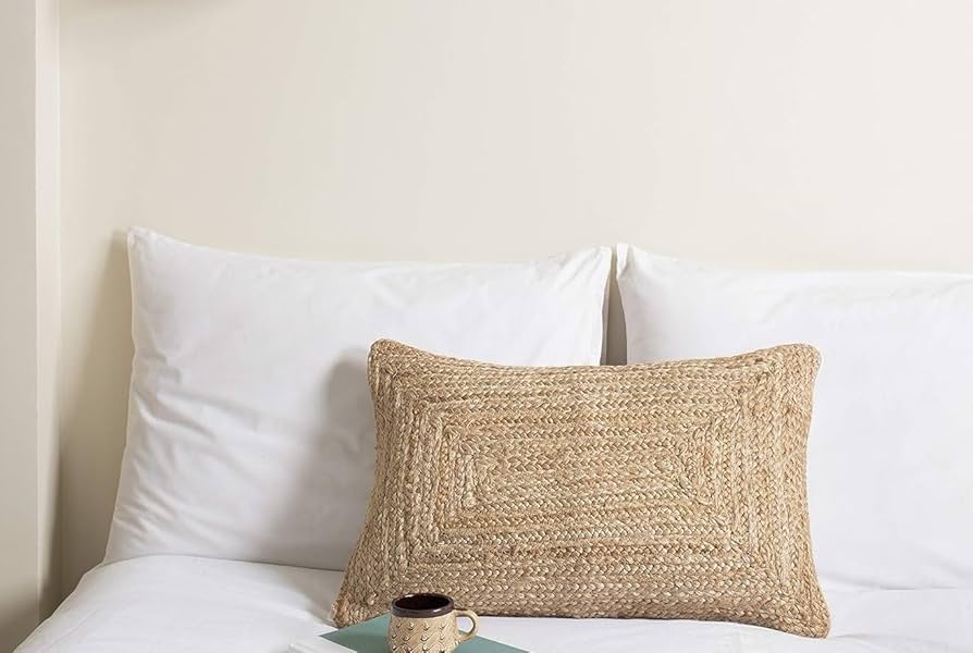 Rectangle Jute Throw Pillow Cover (16 X 24 Inches)
