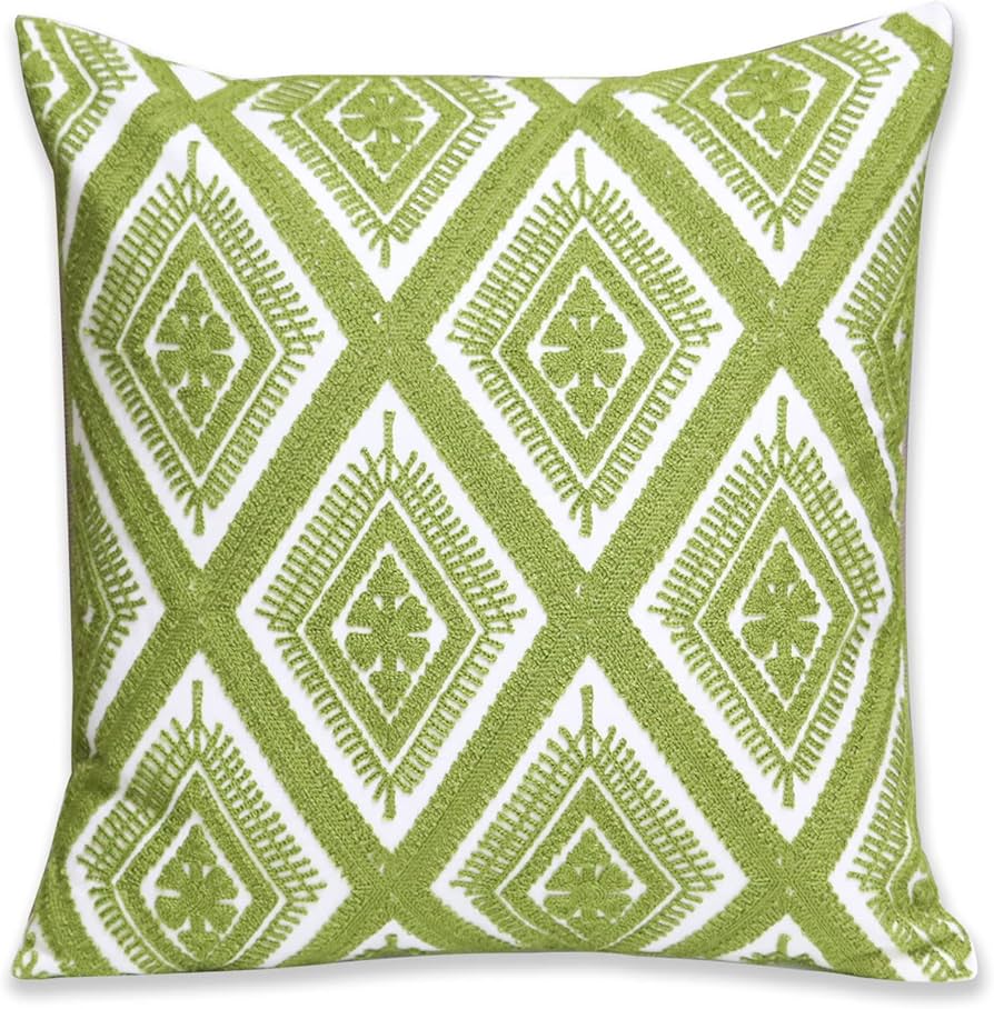 Unionkk 1 Pcs Home Decorative Throw Pillow Covers Embroidery Square Solid Cotton Cushion Cover 18×18 Inches (pattern-6) : Home & Kitchen