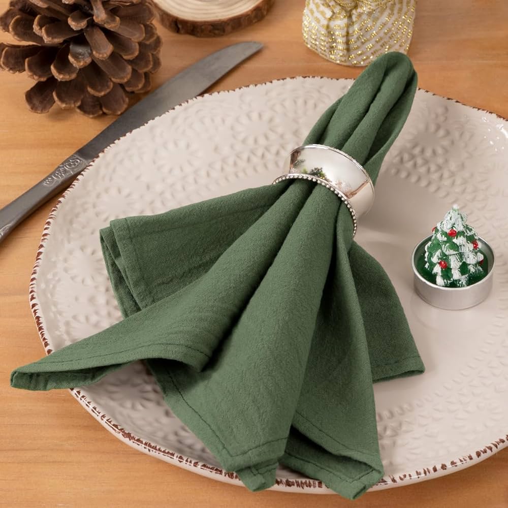 Socomi Linen Napkins Green Easter Spring Cloth Napkins Bulk Washable Cotton Napkins Set Of 6 17"x17" For Wedding Party Bridal Baby Shower Birthday Table Decorations : Home & Kitchen