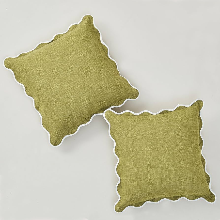 Mayler Yee Scalloped Throw Pillow Covers Set Of 2 For Living Room