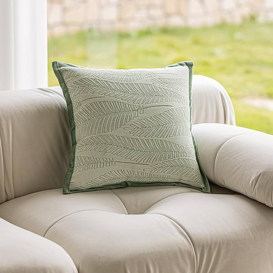 Joralion Throw Pillow Covers Chenille Textured Trimmed