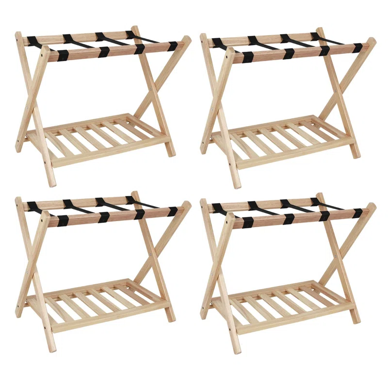 Folding Wood Luggage Rack (Set of 4)