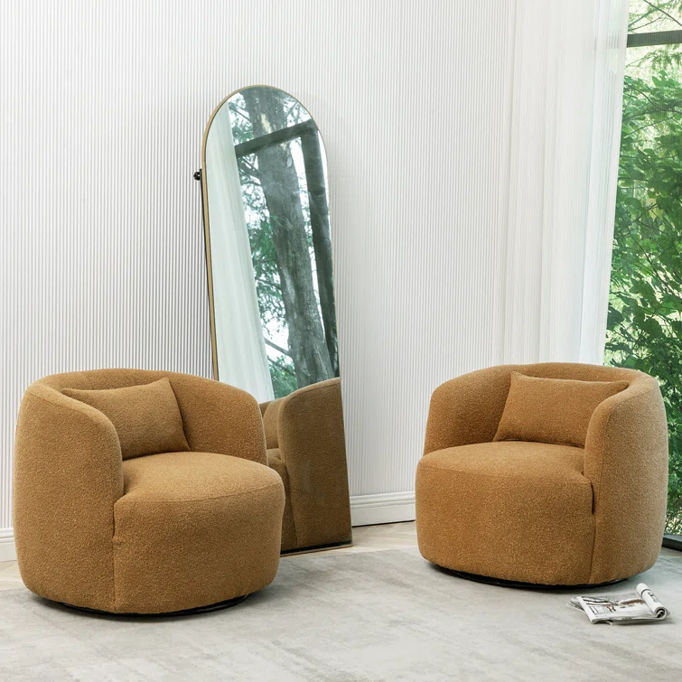 Wade Logan Bruschi 34 Wide Boucle Polyester Upholstered Swivel Armchair