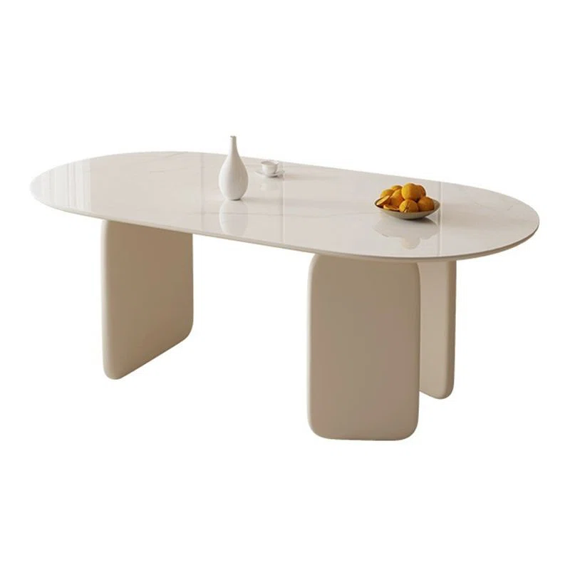 Orren Ellis Lidmila Pedestal Modern Cream Color Dining Table