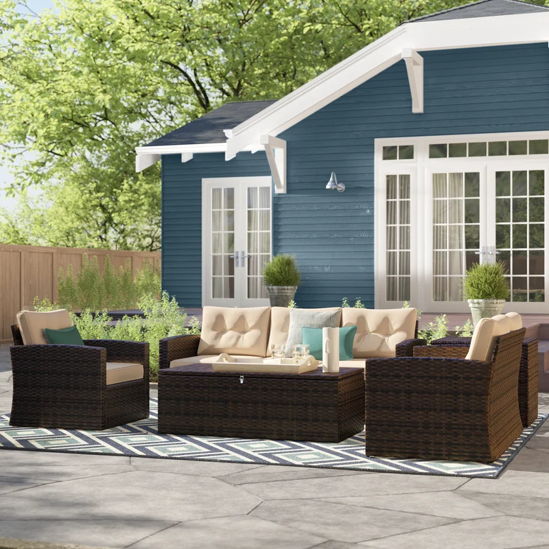 Sol 72 Outdoor Parkhurst 6 Piece Rattan Lounge Dining With Cushions