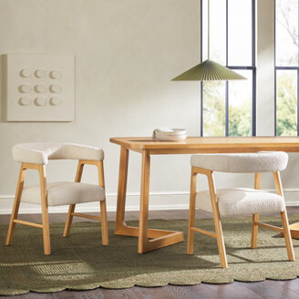 George Oliver Lorrenda Modern Curved Back Dining Chair With Boucle Upholstery
