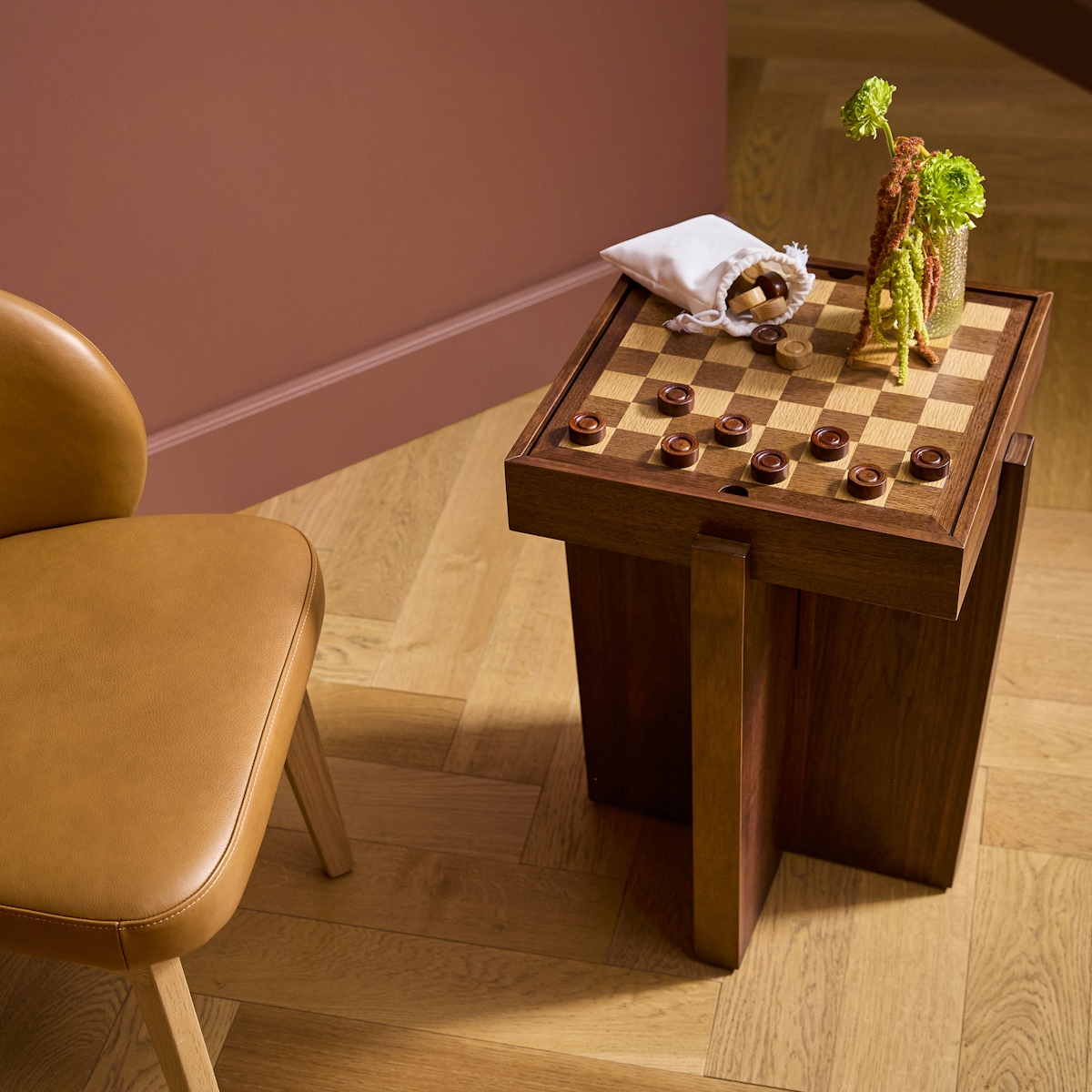 Harmon Checkerboard Side Table - Walnut