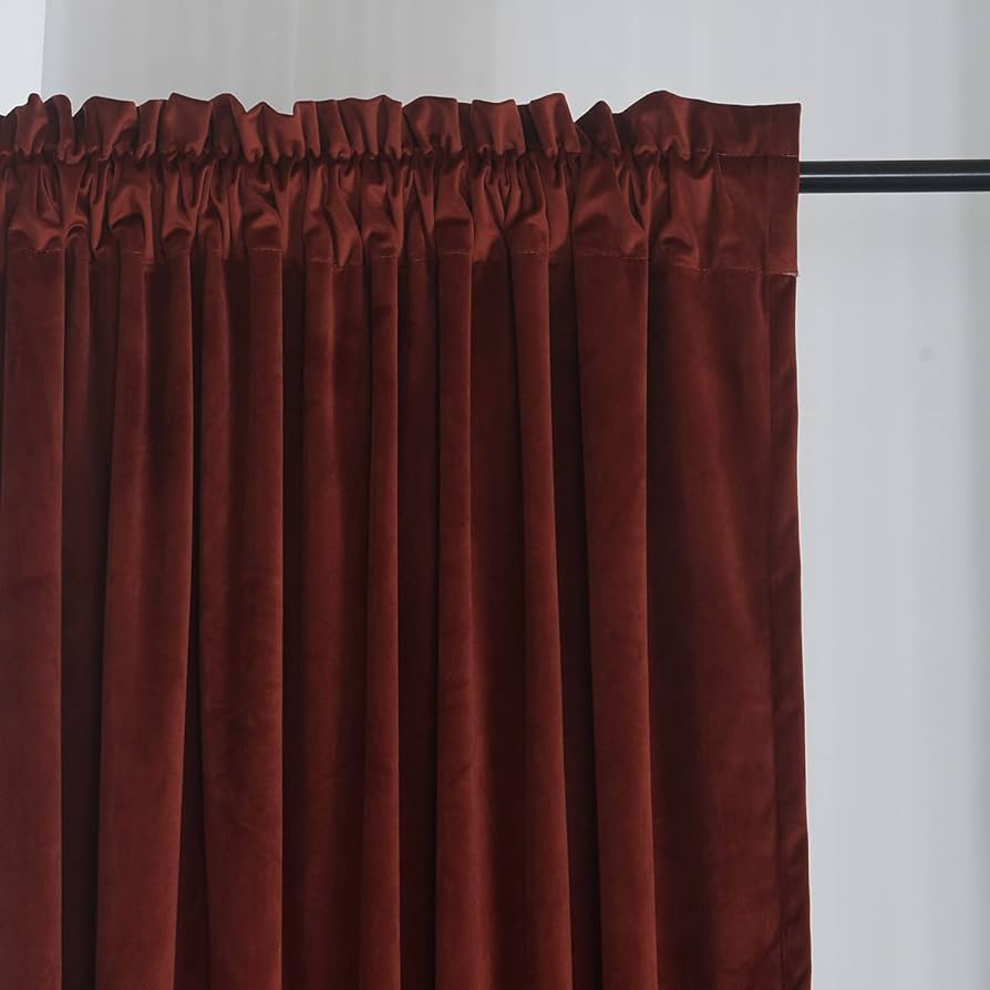 Roslynwood Burnt Ochre Velvet Curtains For Bedroom