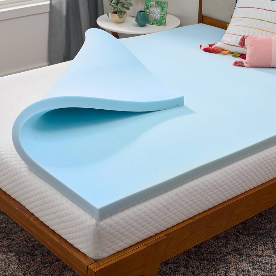 Linenspa Memory Foam Mattress Topper - 2 Inch Gel Infused Memory Foam - Plush Feel - Cooling And Pressure Relieving - Certipur Certified - Dorm Room Essentials - King Size : Home & Kitchen